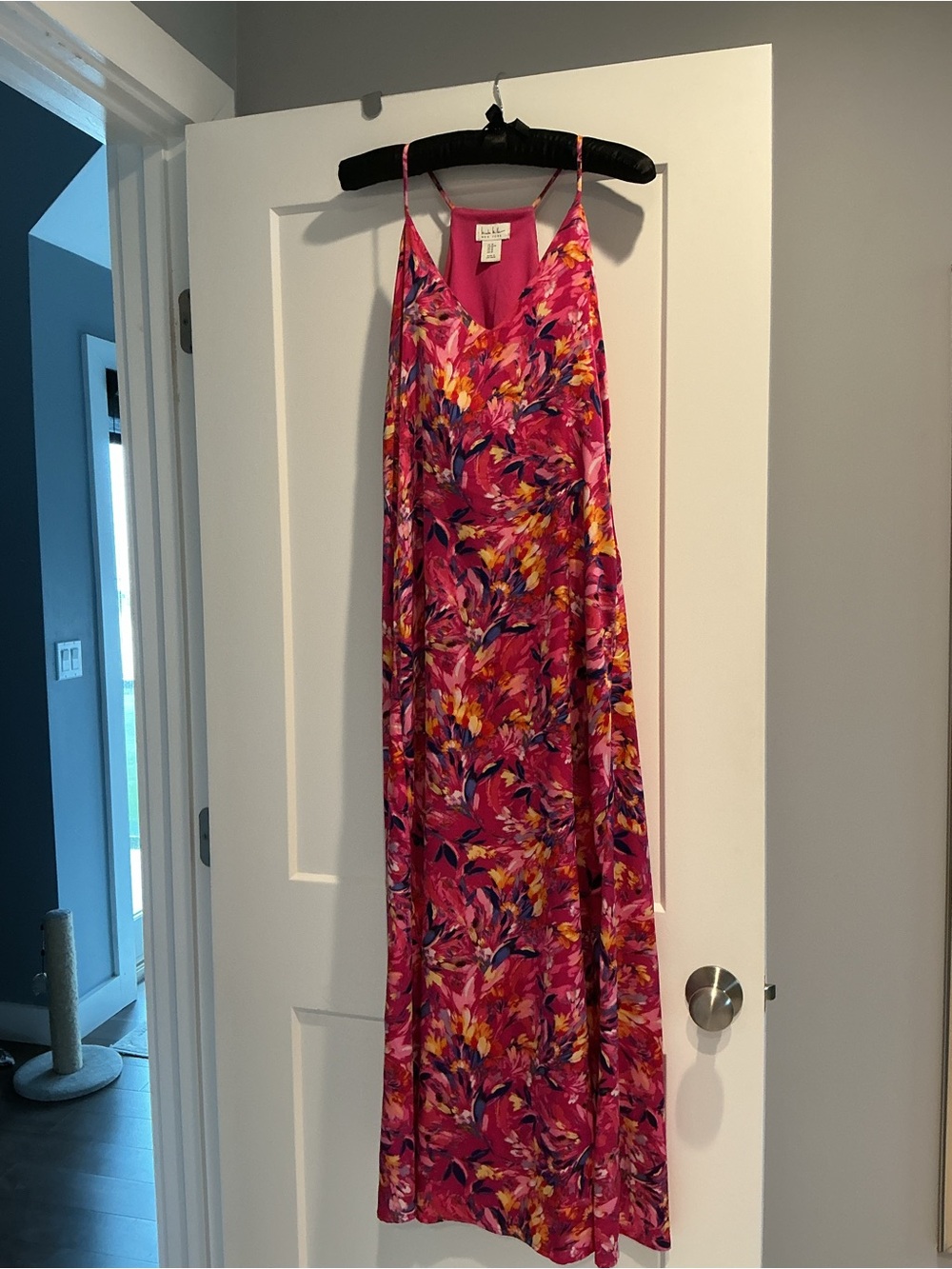 Nicole Miller Pink Floral Maxi Slip Dress